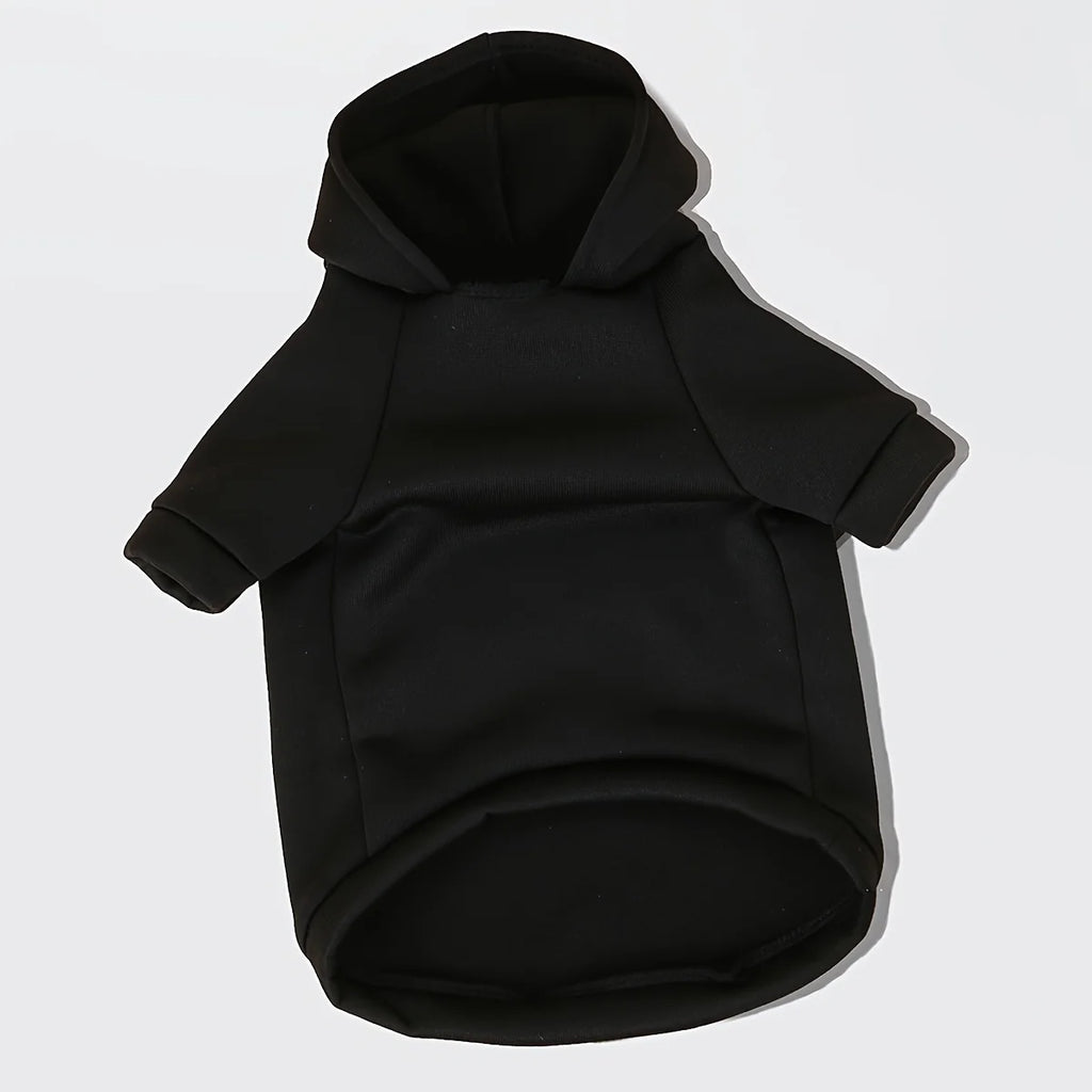 1pc Black Hooded Winter Sweater Jacket for Small Dogs & Cats Coat with Cute "Trouble Maker" Back Print, Short-Haired Breeds