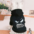 1pc Black Hooded Winter Sweater Jacket for Small Dogs & Cats Coat with Cute "Trouble Maker" Back Print, Short-Haired Breeds